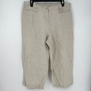 Kim Rodgers Signature 100 Linen Petite Large Capri Wide Leg Pants Tan